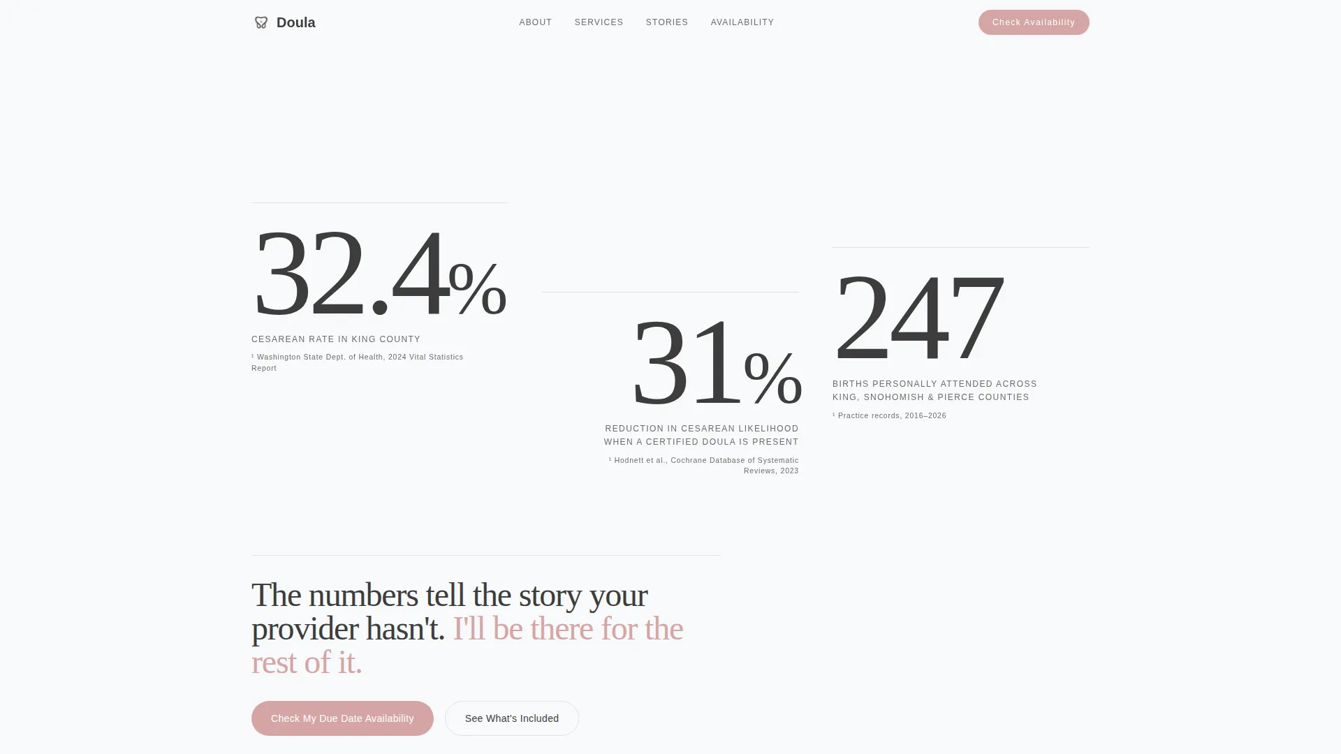 Editorial Doula Landing Page Template