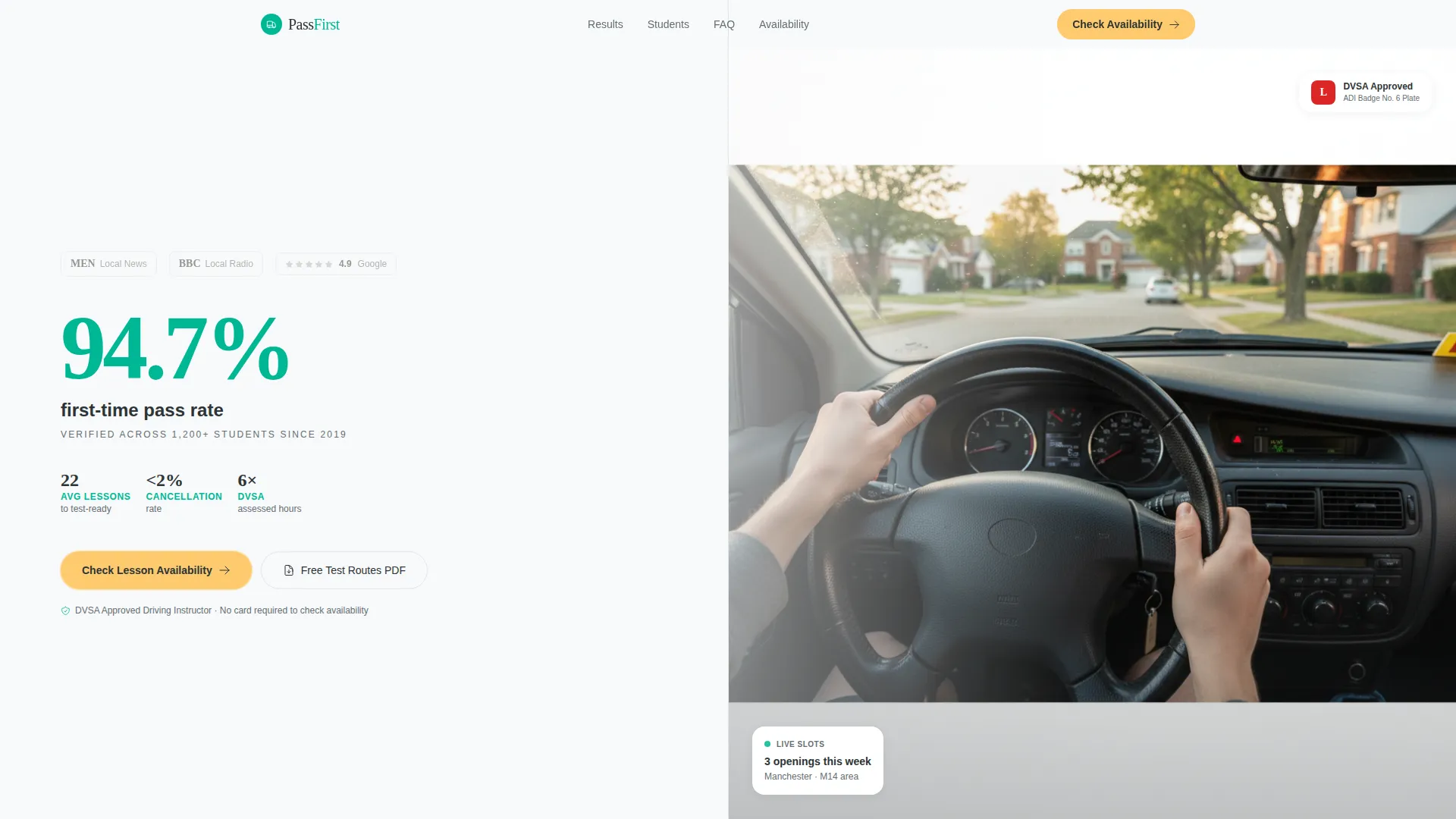 Driving Instructor Booking Landing Page Template