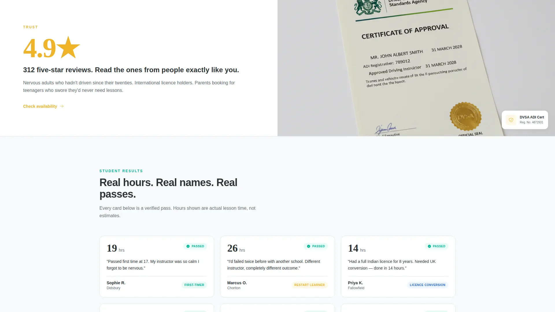 Driving Instructor Booking Landing Page Template