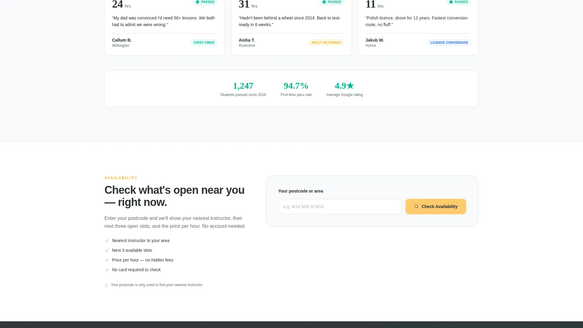 Driving Instructor Booking Landing Page Template