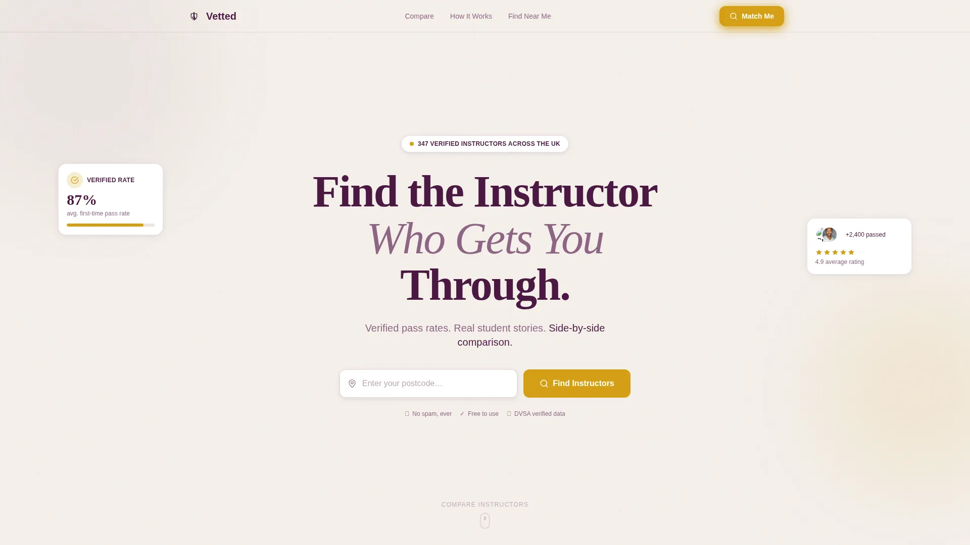 Driving Instructor Reviews & Comparison Landing Page