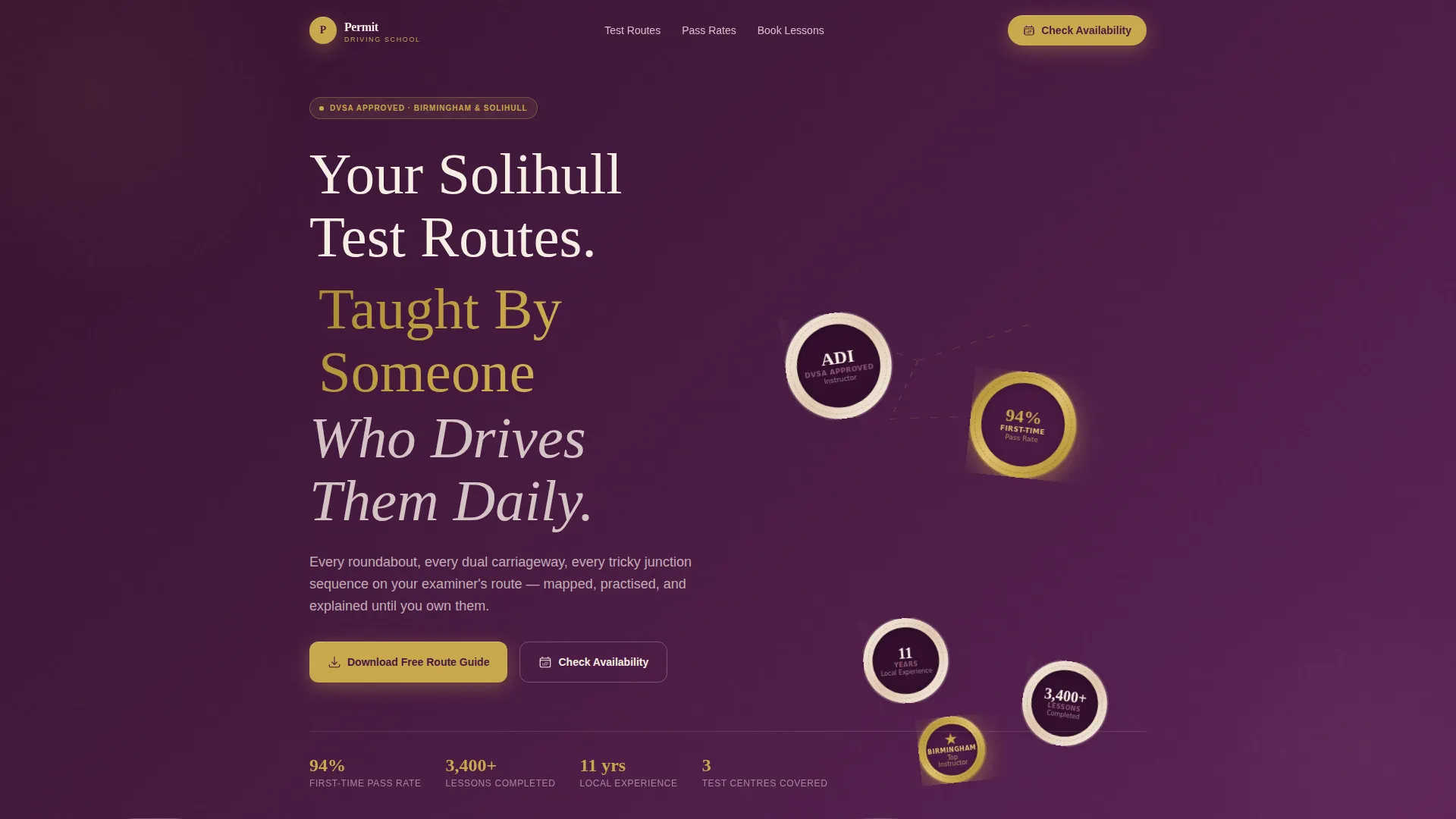 Driving Instructor Service Area Landing Page Template