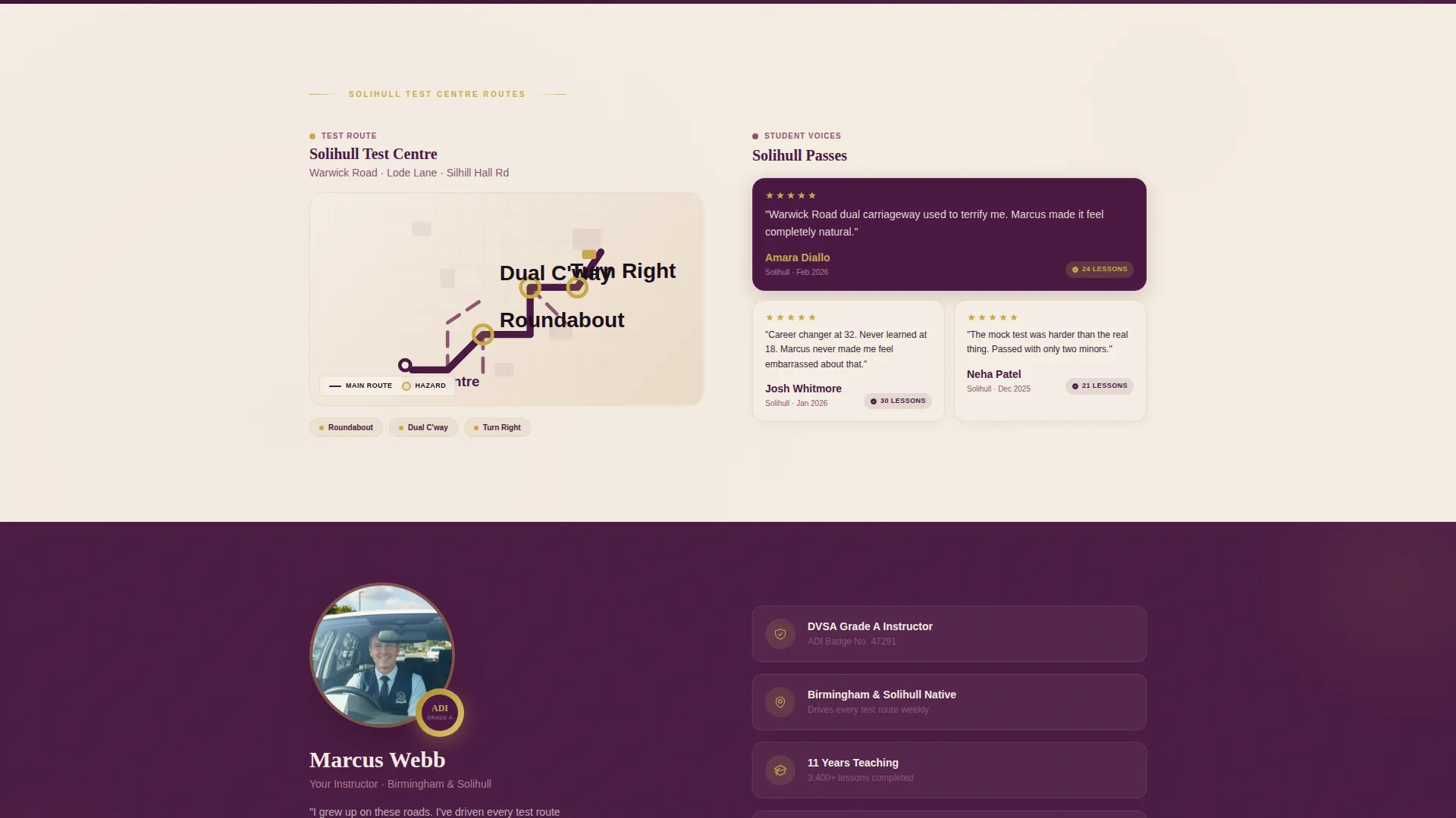 Driving Instructor Service Area Landing Page Template