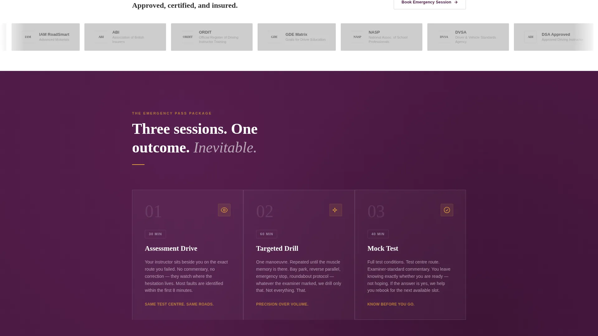 Driving School Emergency Session Landing Page Template