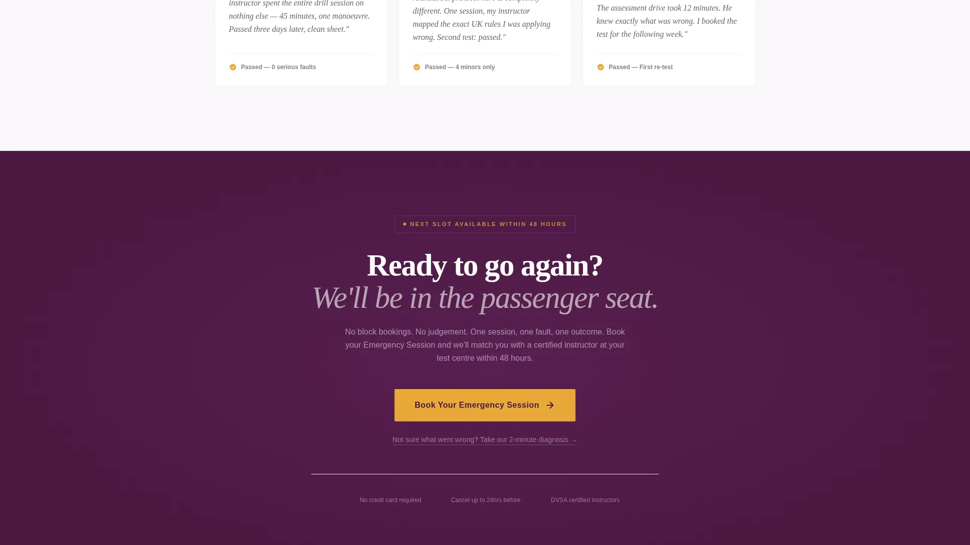 Driving School Emergency Session Landing Page Template
