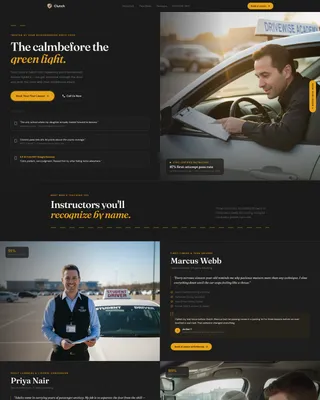 Driving School Landing Page Template | Charcoal & Amber