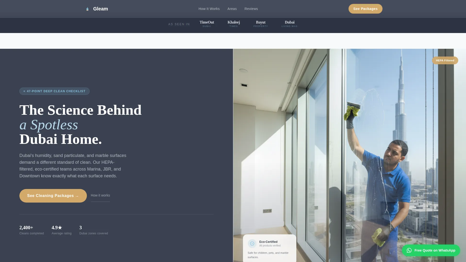 Spotless Dubaicleaning | Free Website Template | Rocket