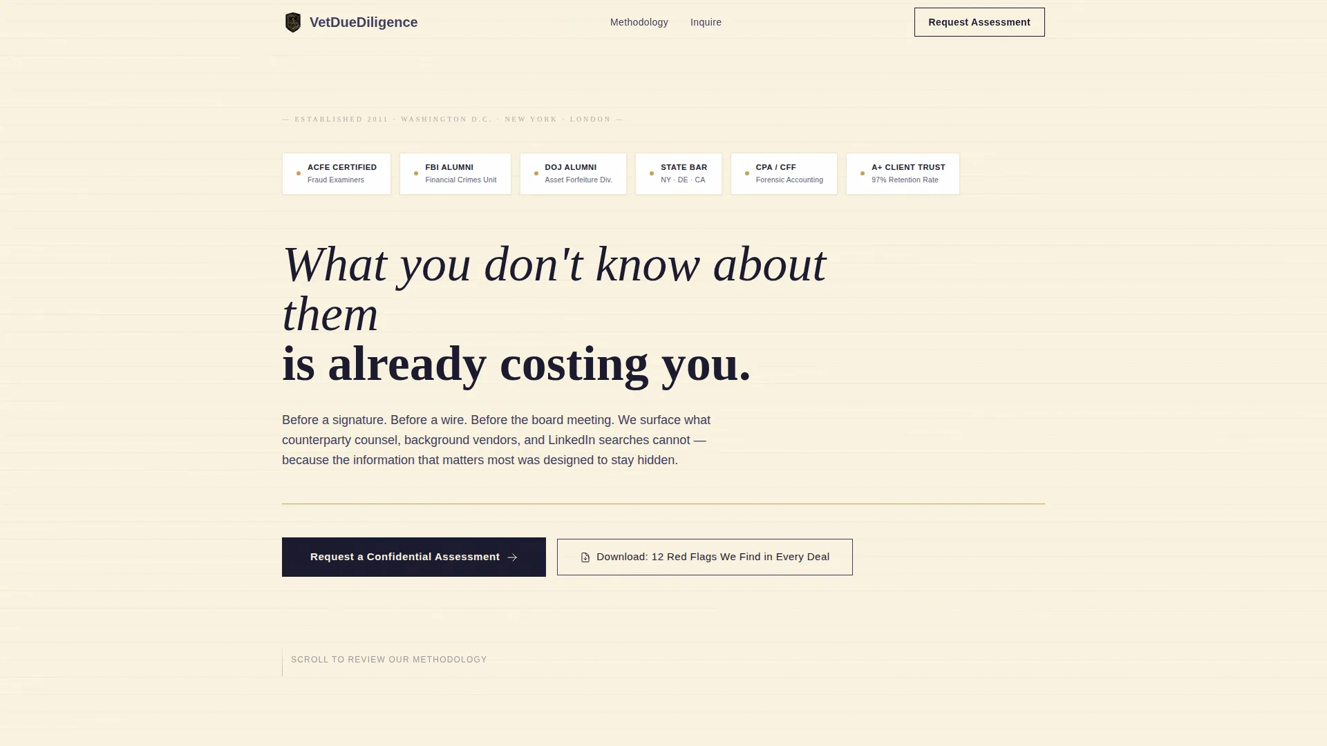 Due Diligence Investigation Landing Page Template