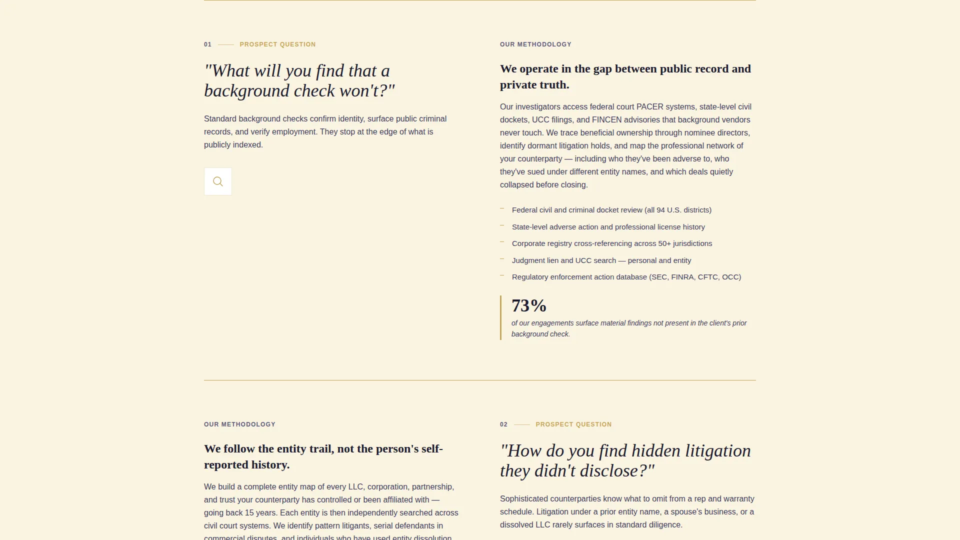 Due Diligence Investigation Landing Page Template