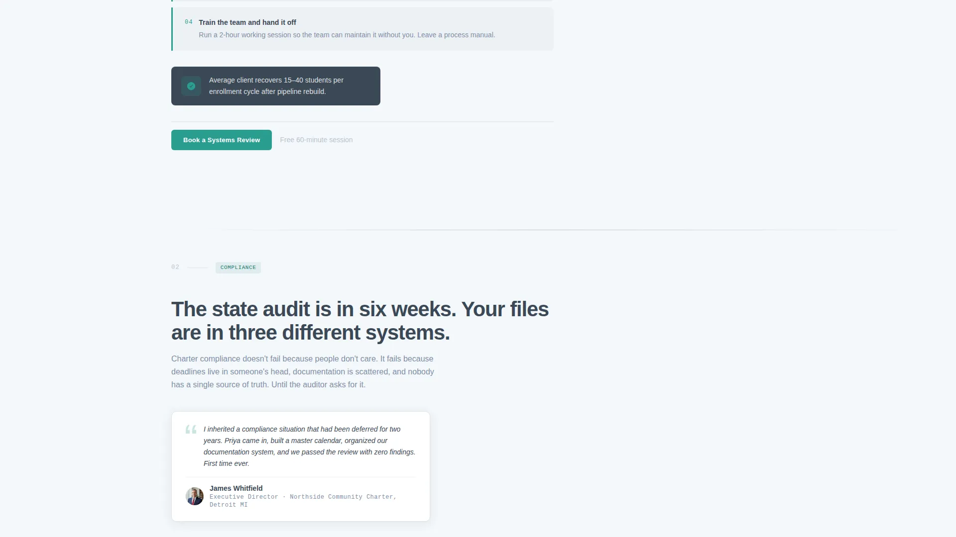 Education Operations Consultant Landing Page