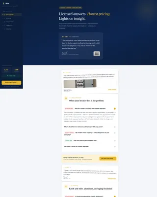 Emergency Electrician FAQ & 24-Hour Booking Website Template