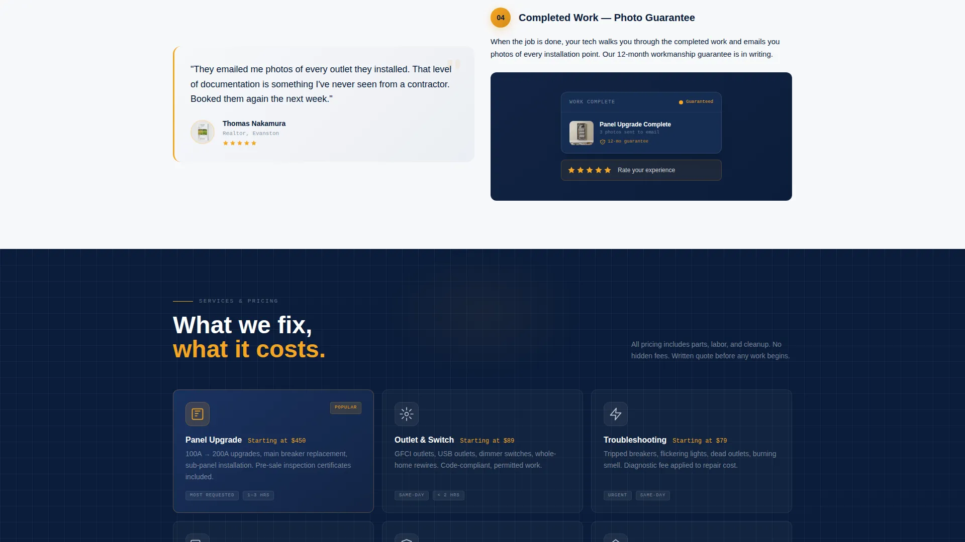 Licensed Electrician Google Ads Landing Page