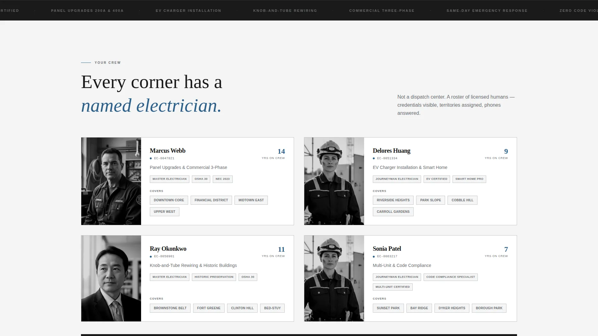 Electrician Team Service Area Website Template