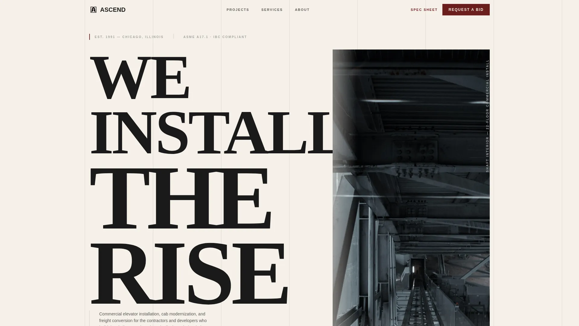Elevator Installer B2B Landing Page Template