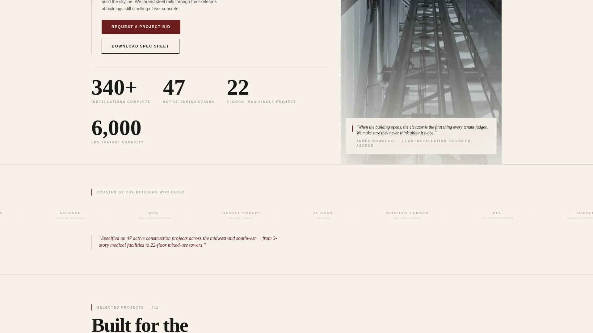 Elevator Installer B2B Landing Page Template
