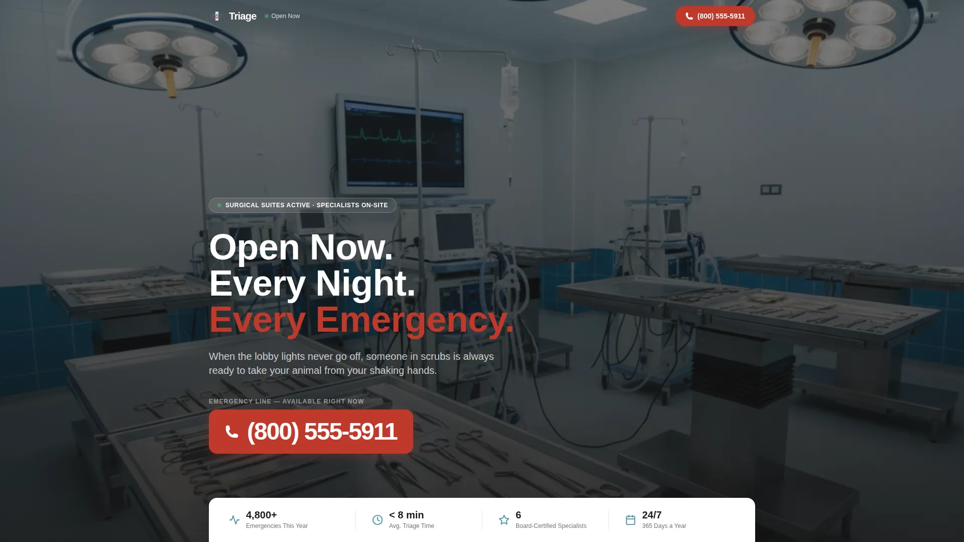 Emergency Pet Hospital Landing Page Template