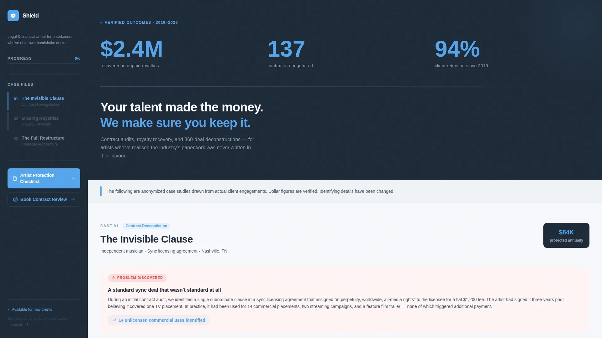 Specialist Entertainment Consulting Appointment Booking Website Template