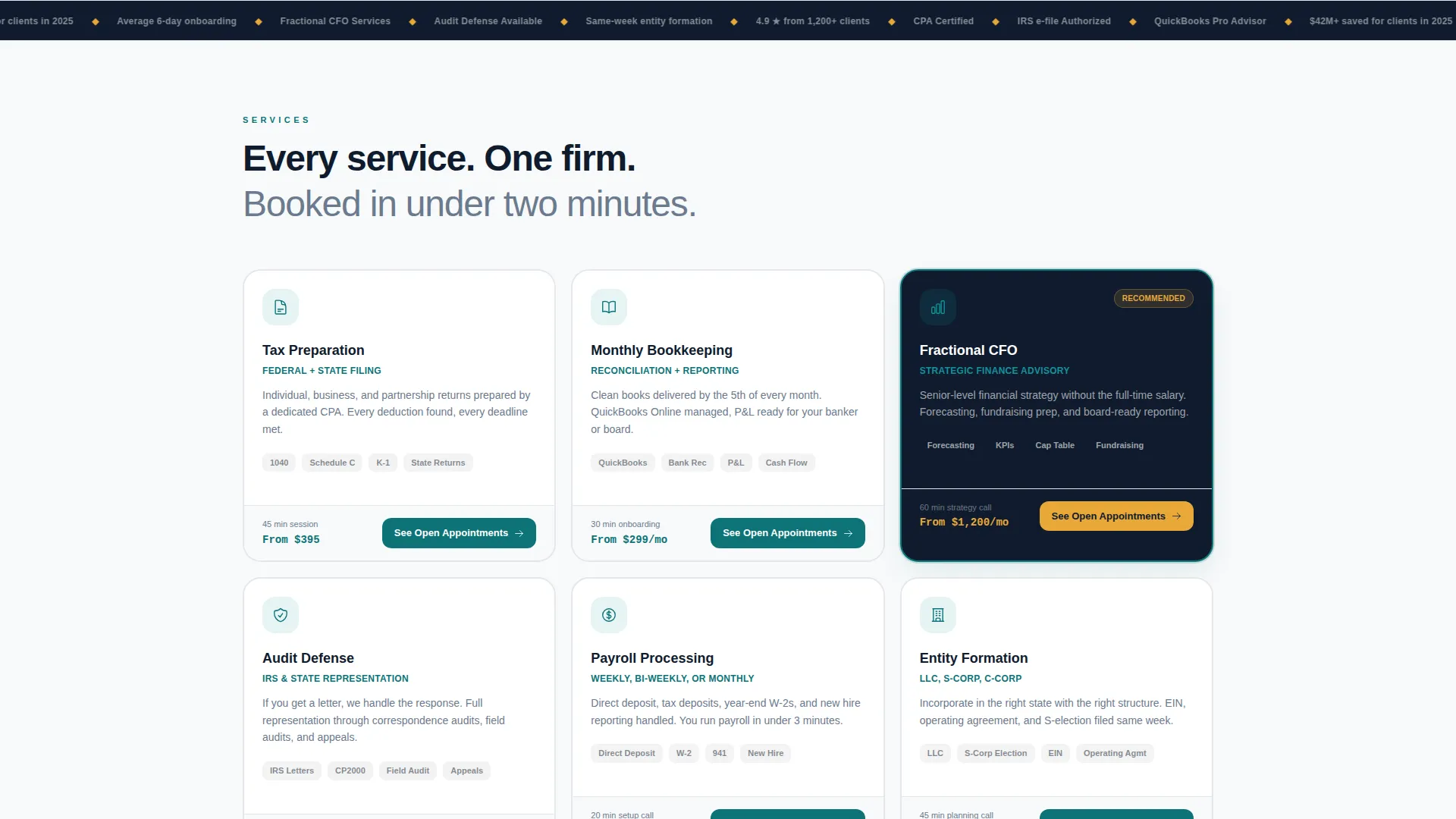 Accounting Firm Software Specialist Booking Website Template
