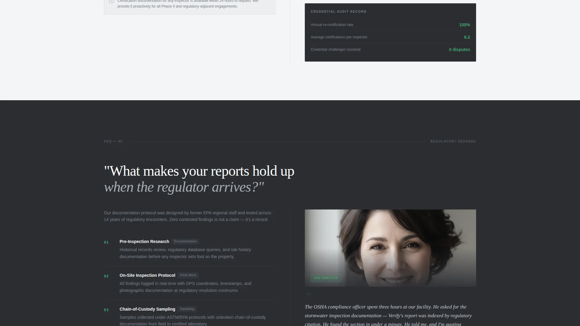 Environmental Inspector Reviews & Testimonials Landing Page