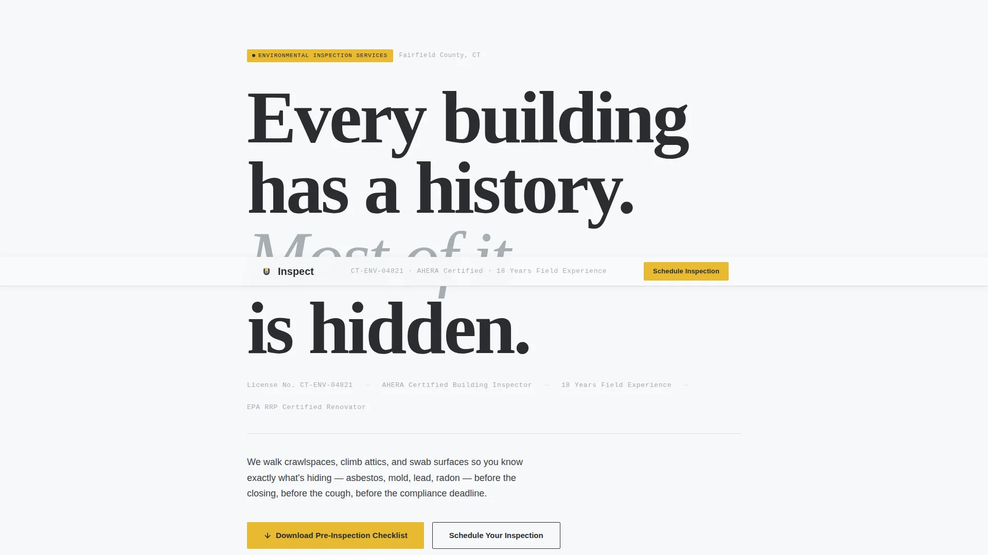 Environmental Inspector Service Area Landing Page Template