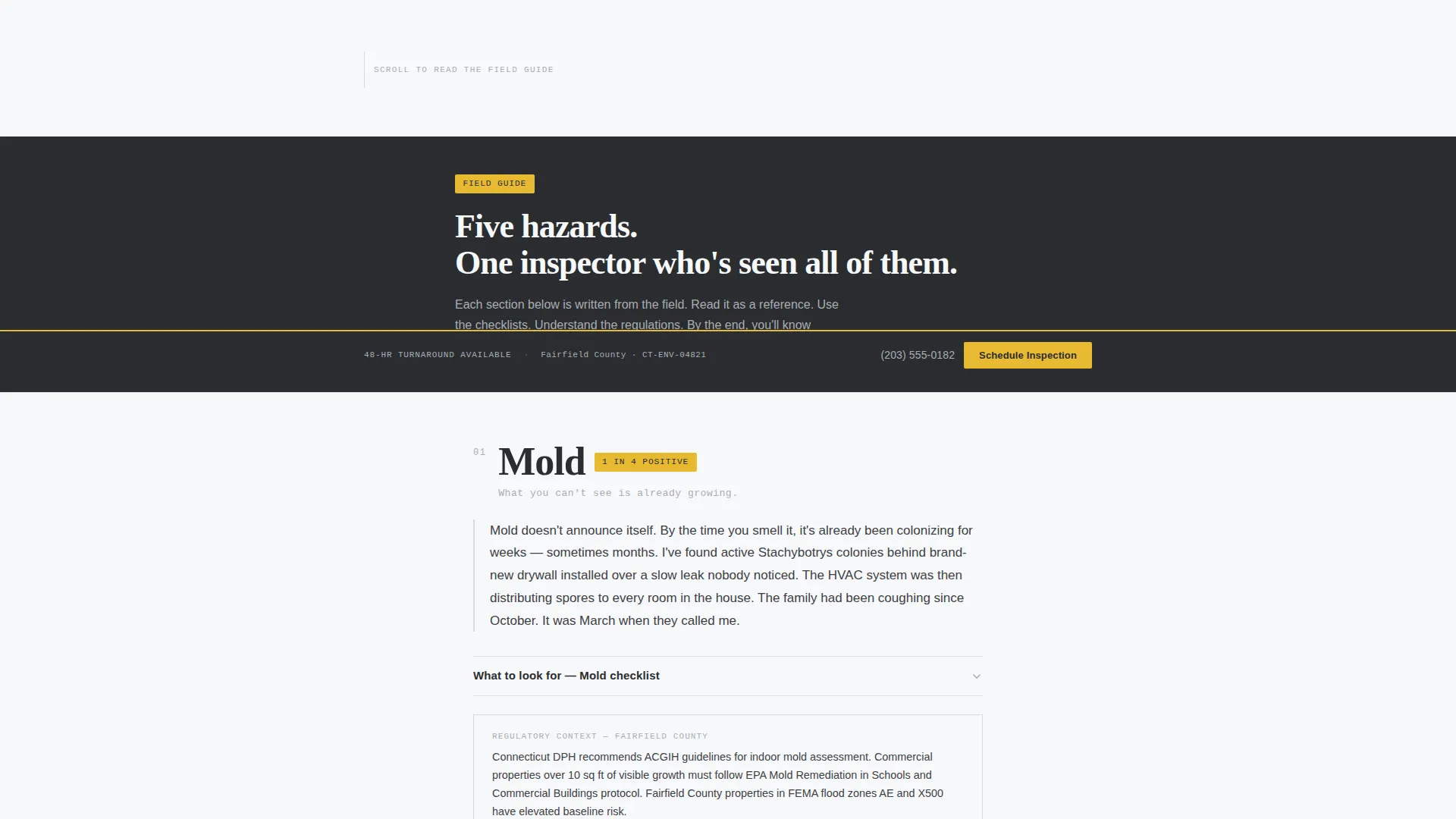 Environmental Inspector Service Area Landing Page Template