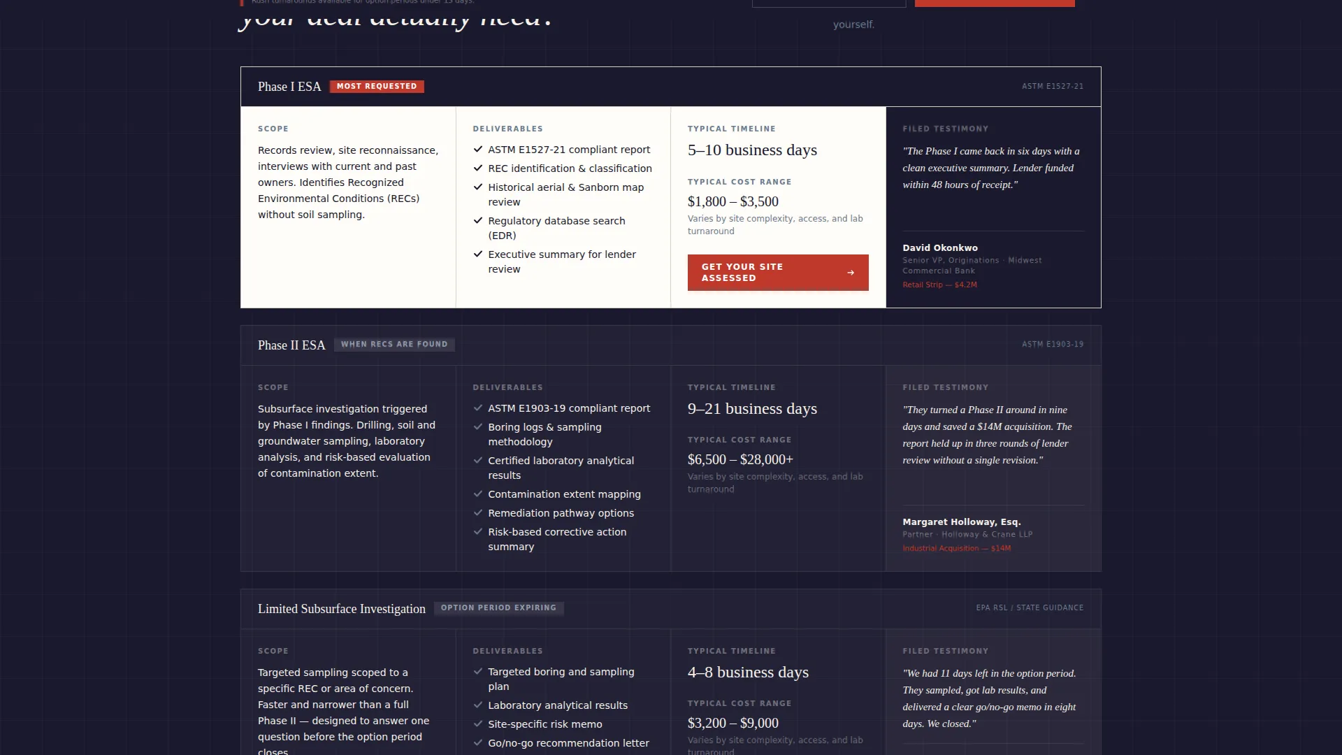 Site Assessment Landing Page Template