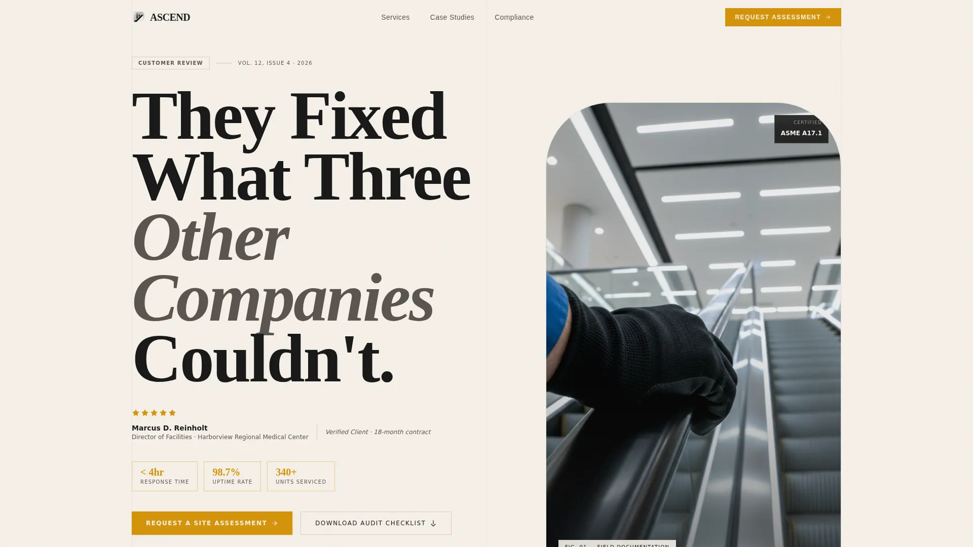 Escalator Technician Landing Page Template