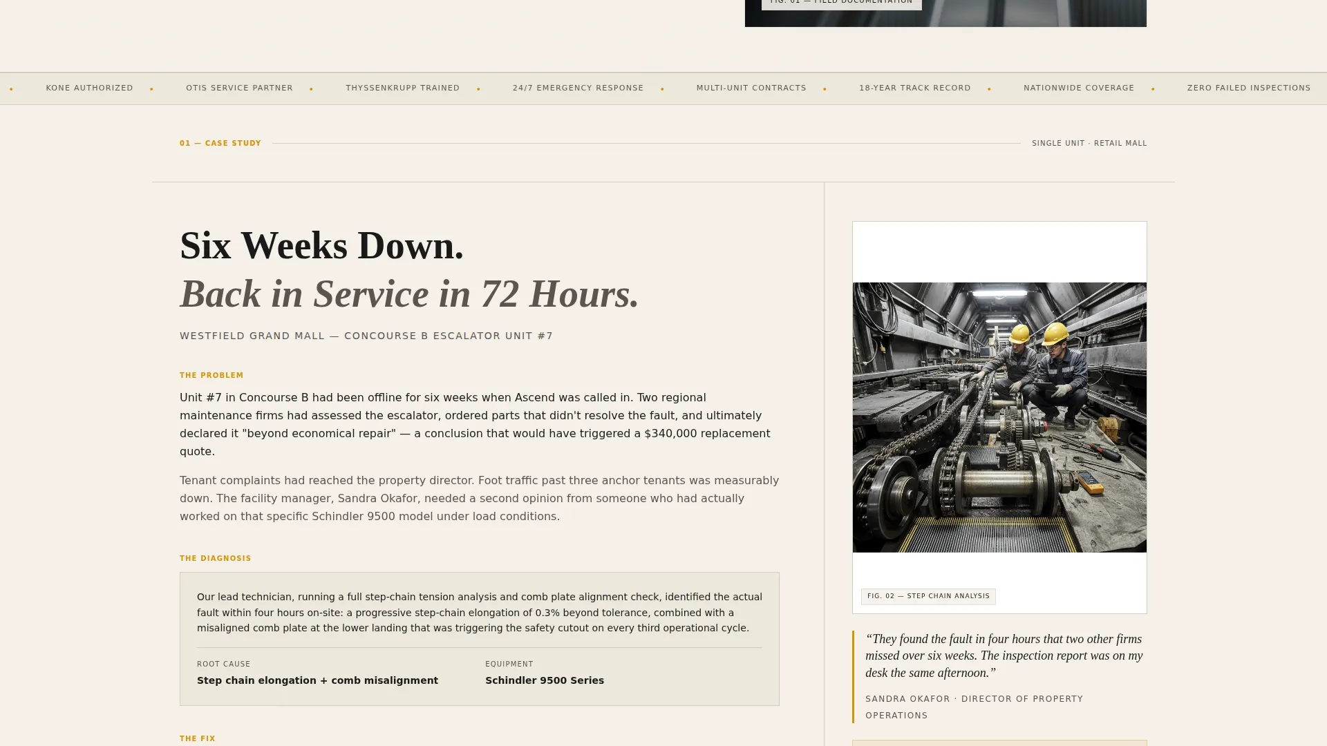 Escalator Technician Landing Page Template