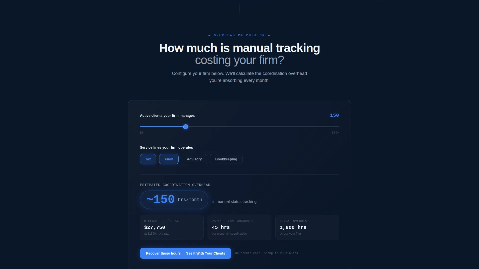 Accounting Firm Software Specialist Cost Calculator Website Template