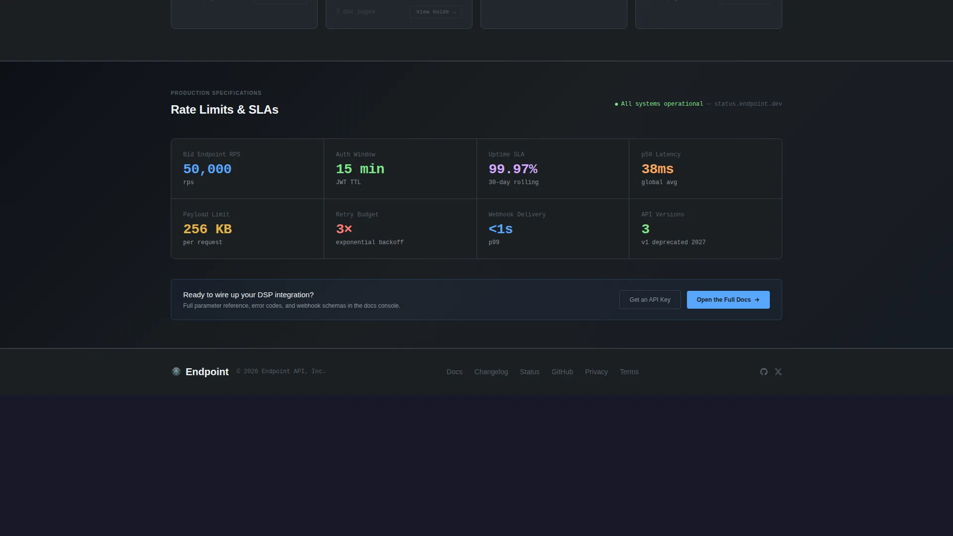 AdTech API Documentation Landing Page Template