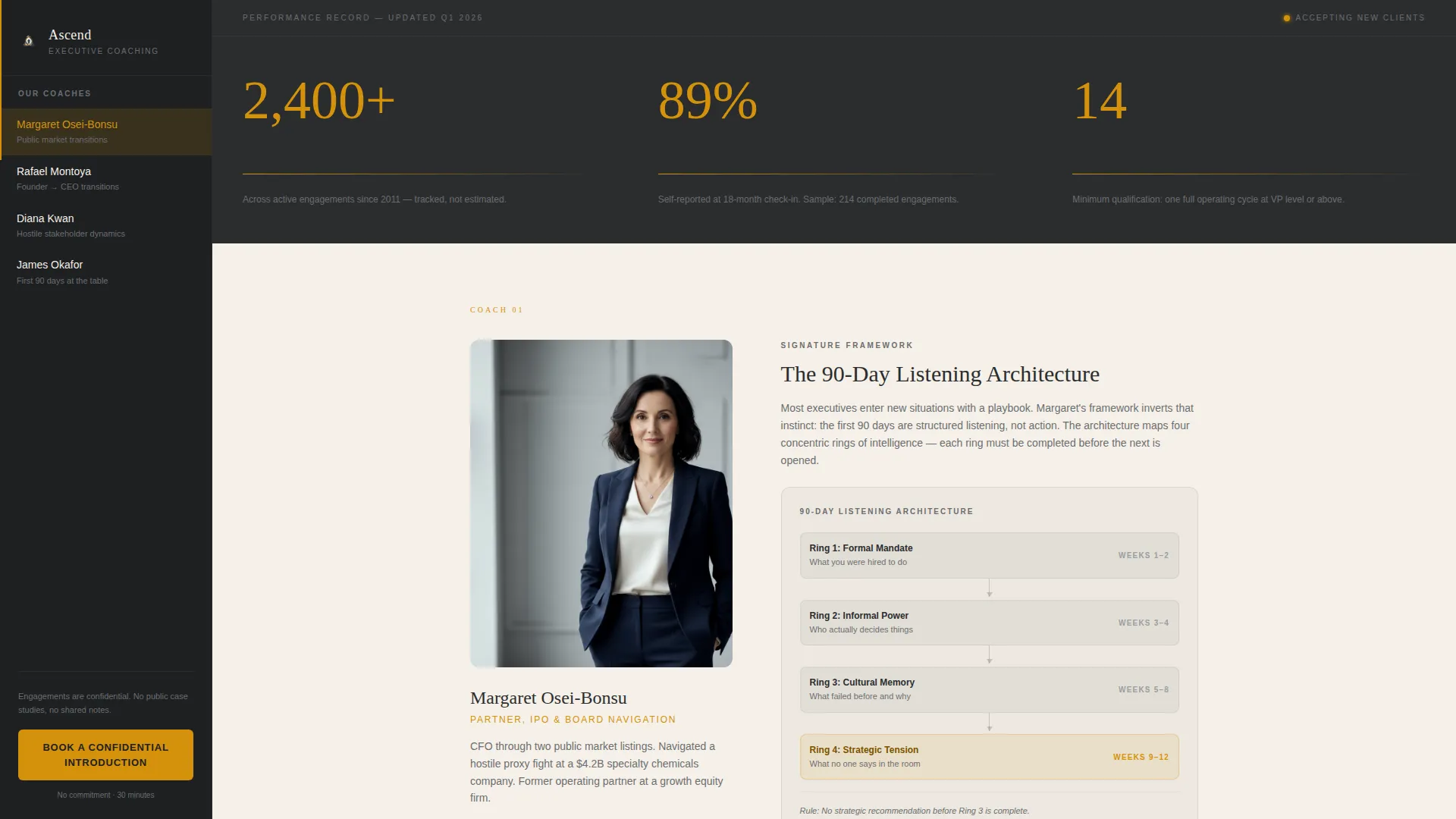 Executive Coach Specialist Booking Website Template