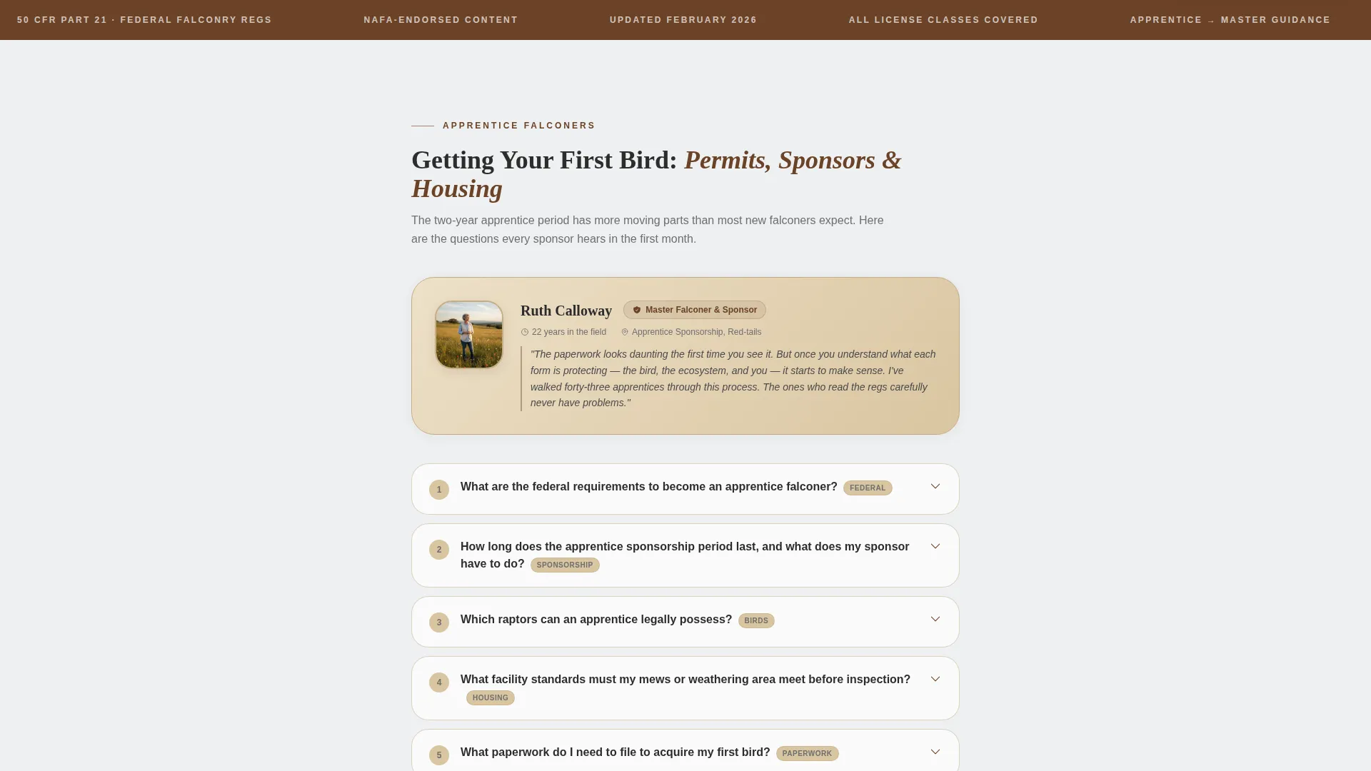 Falconer FAQ Website Template