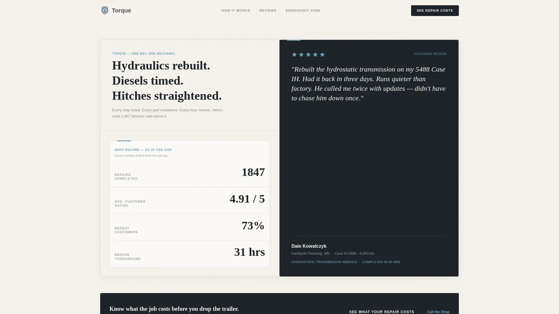 Farm Equipment Mechanic Business Pricing Website Template