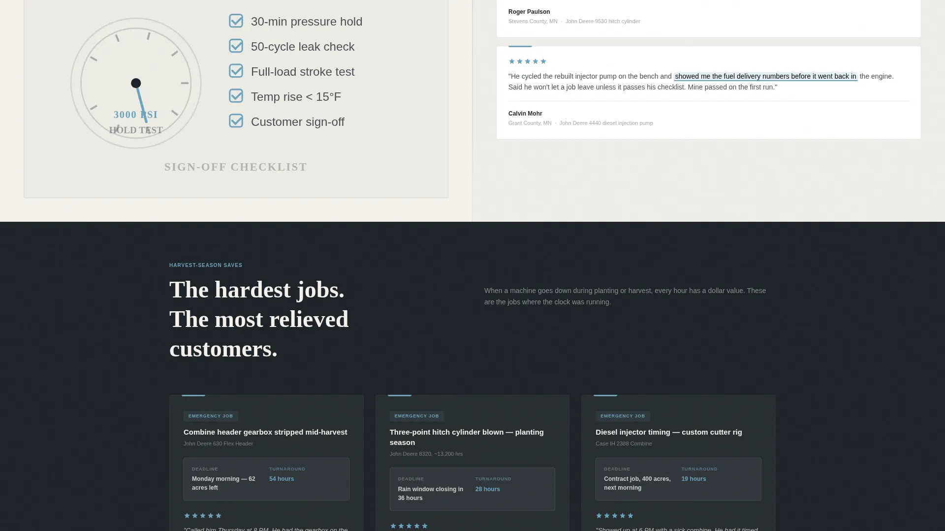 Farm Equipment Mechanic Business Pricing Website Template