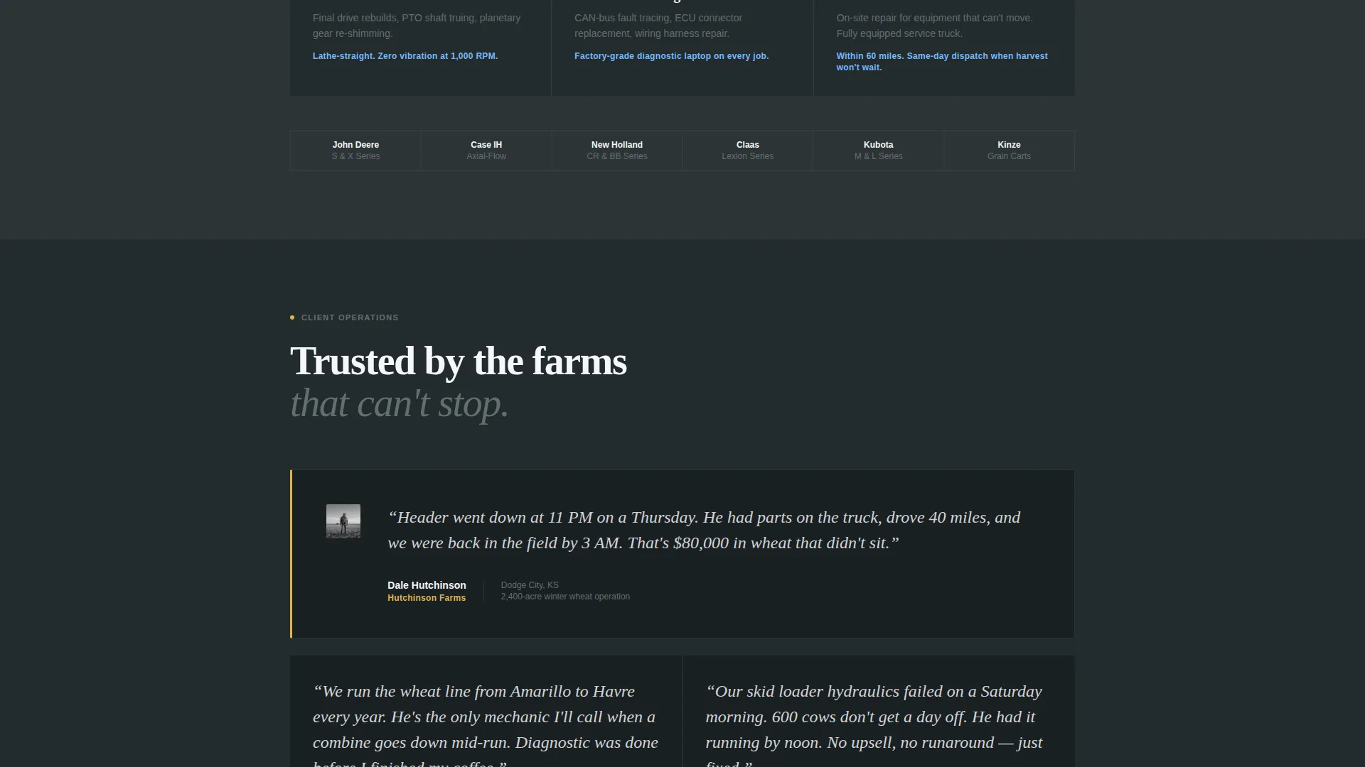 Farm Equipment Mechanic Business Portfolio Website Template
