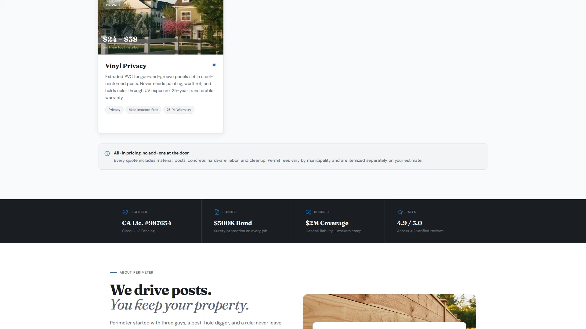Fence Installer Marketing Pricing Website Template