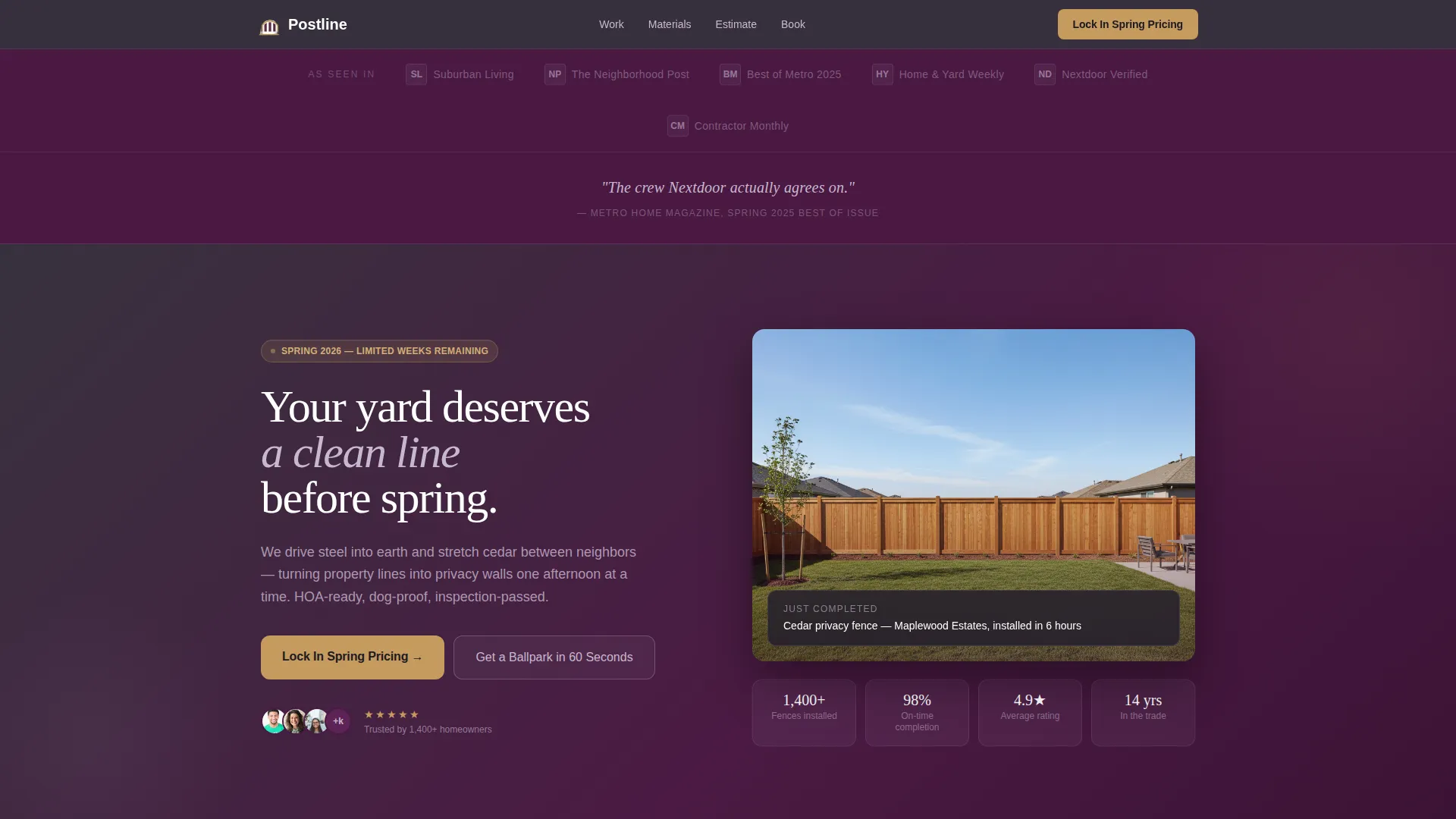 Fence Installer Marketing Advanced Booking Website Template