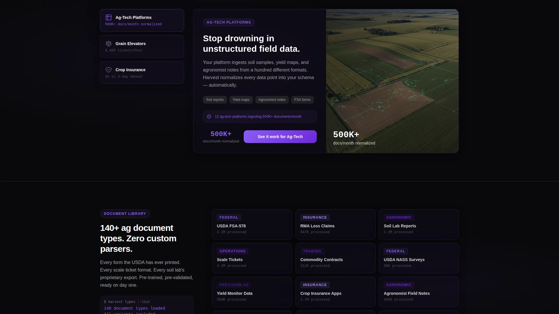 Agriculture AI Document Processing Landing Page