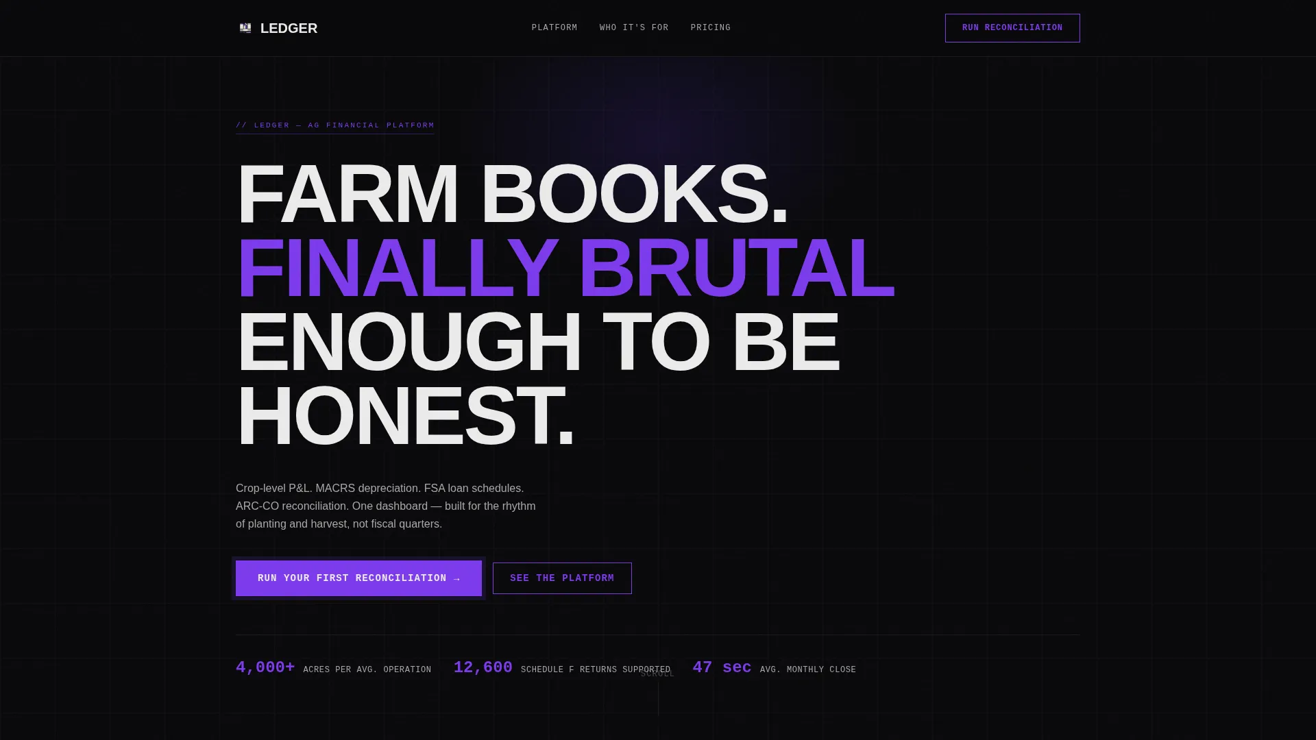 Bold Brutalist Agriculture Accounting Landing Page