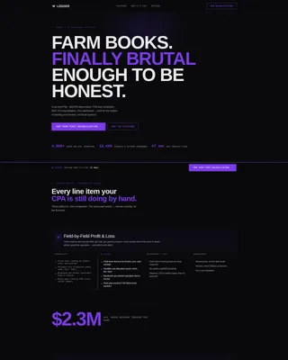 Bold Brutalist Agriculture Accounting Landing Page
