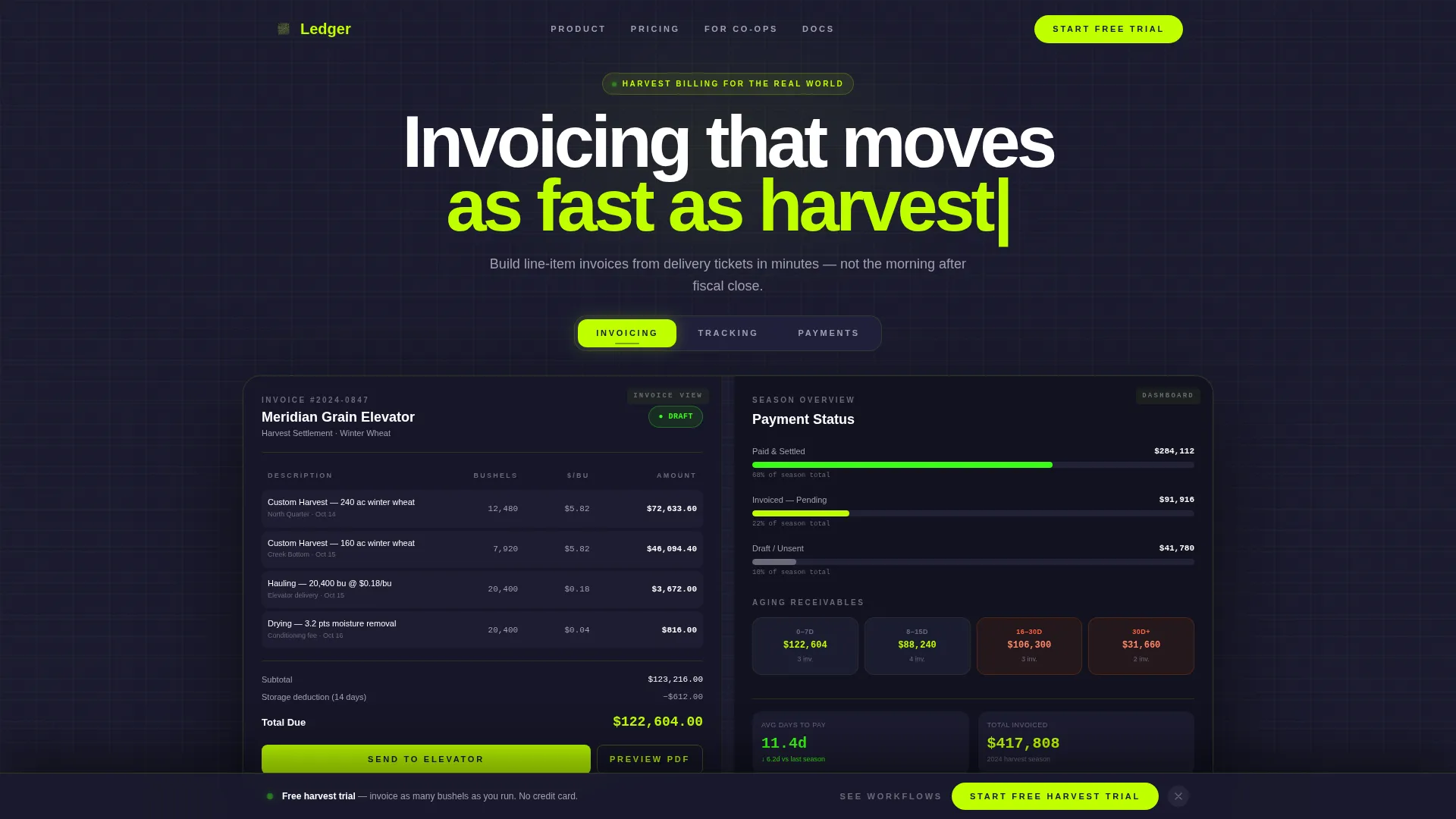 Agriculture Billing & Invoicing Landing Page Template