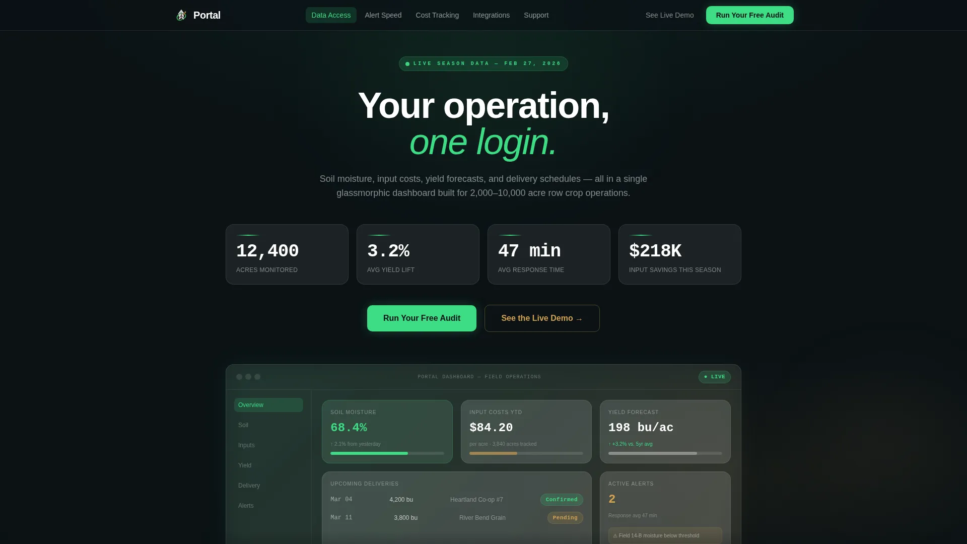 Agriculture Client Portal Landing Page Template