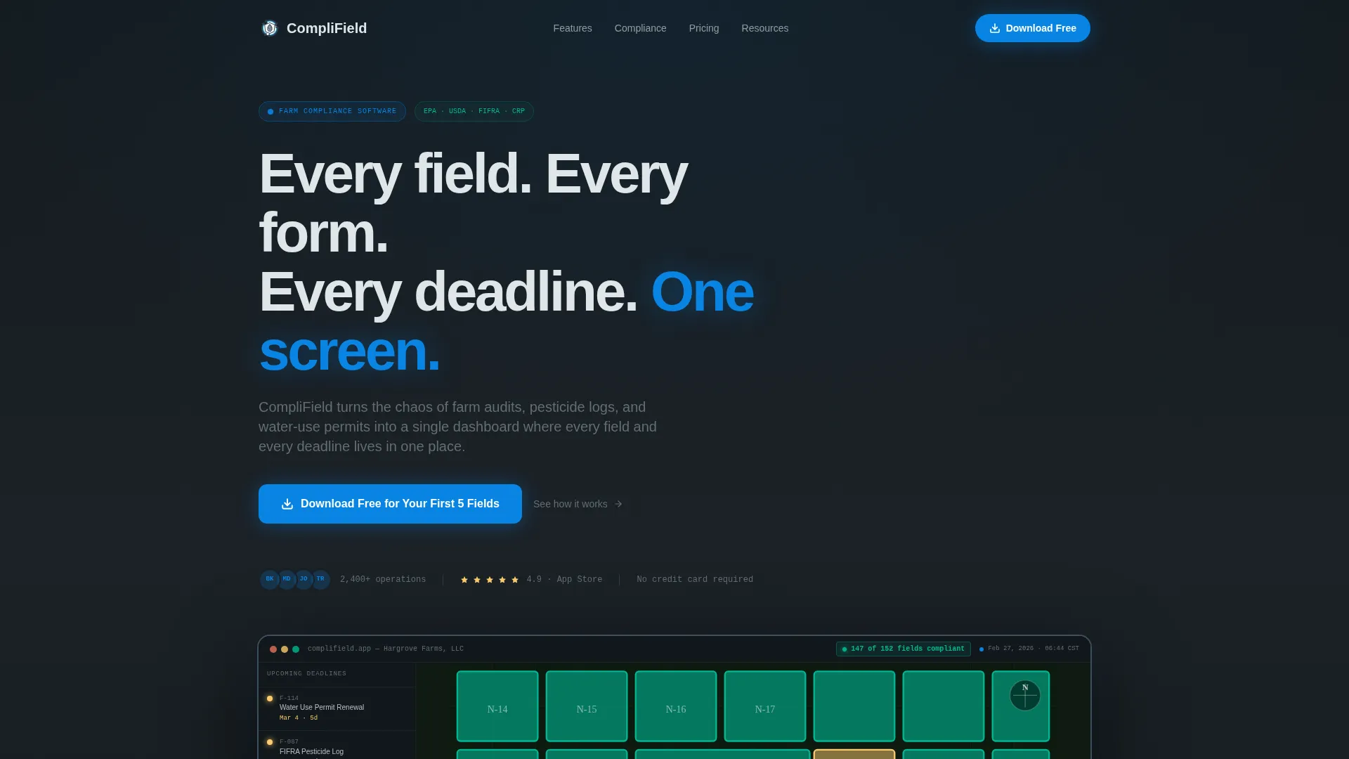 Agriculture Compliance Software Landing Page Template