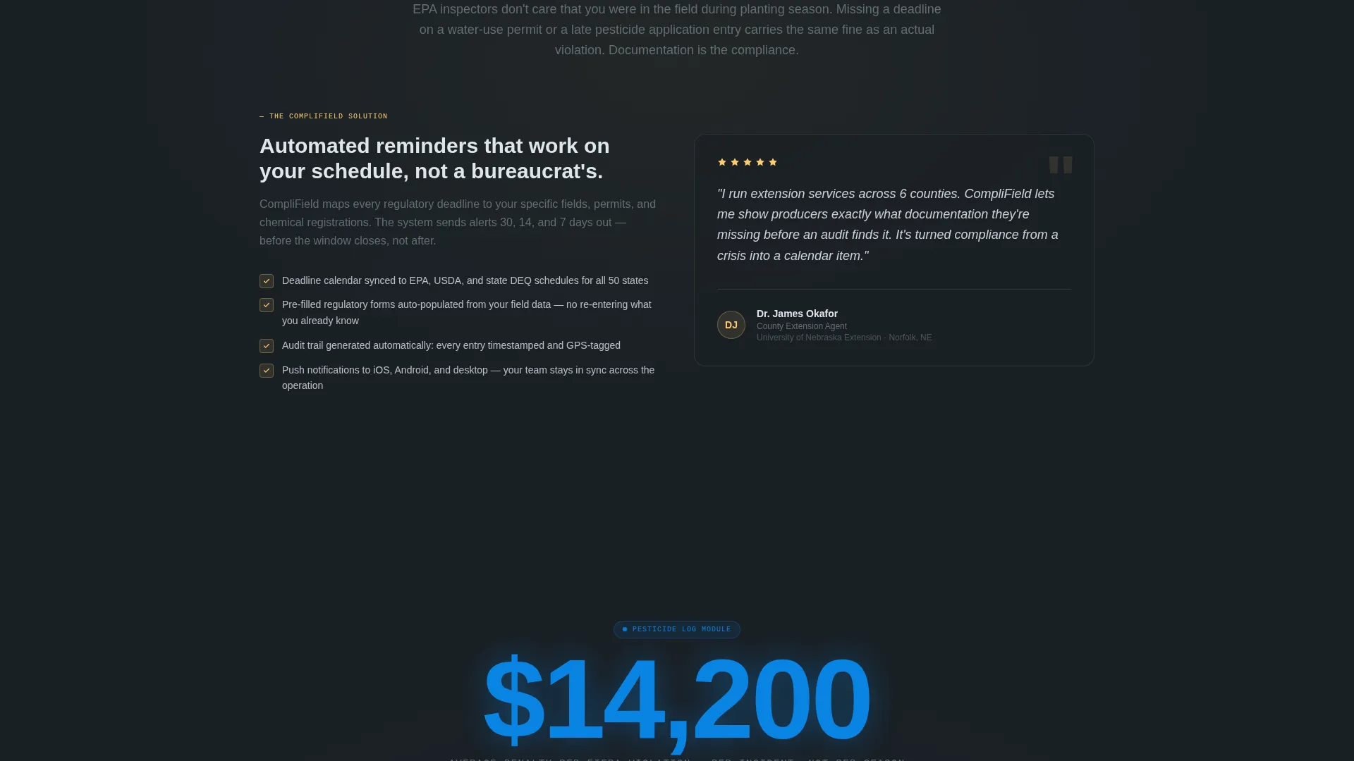 Agriculture Compliance Software Landing Page Template