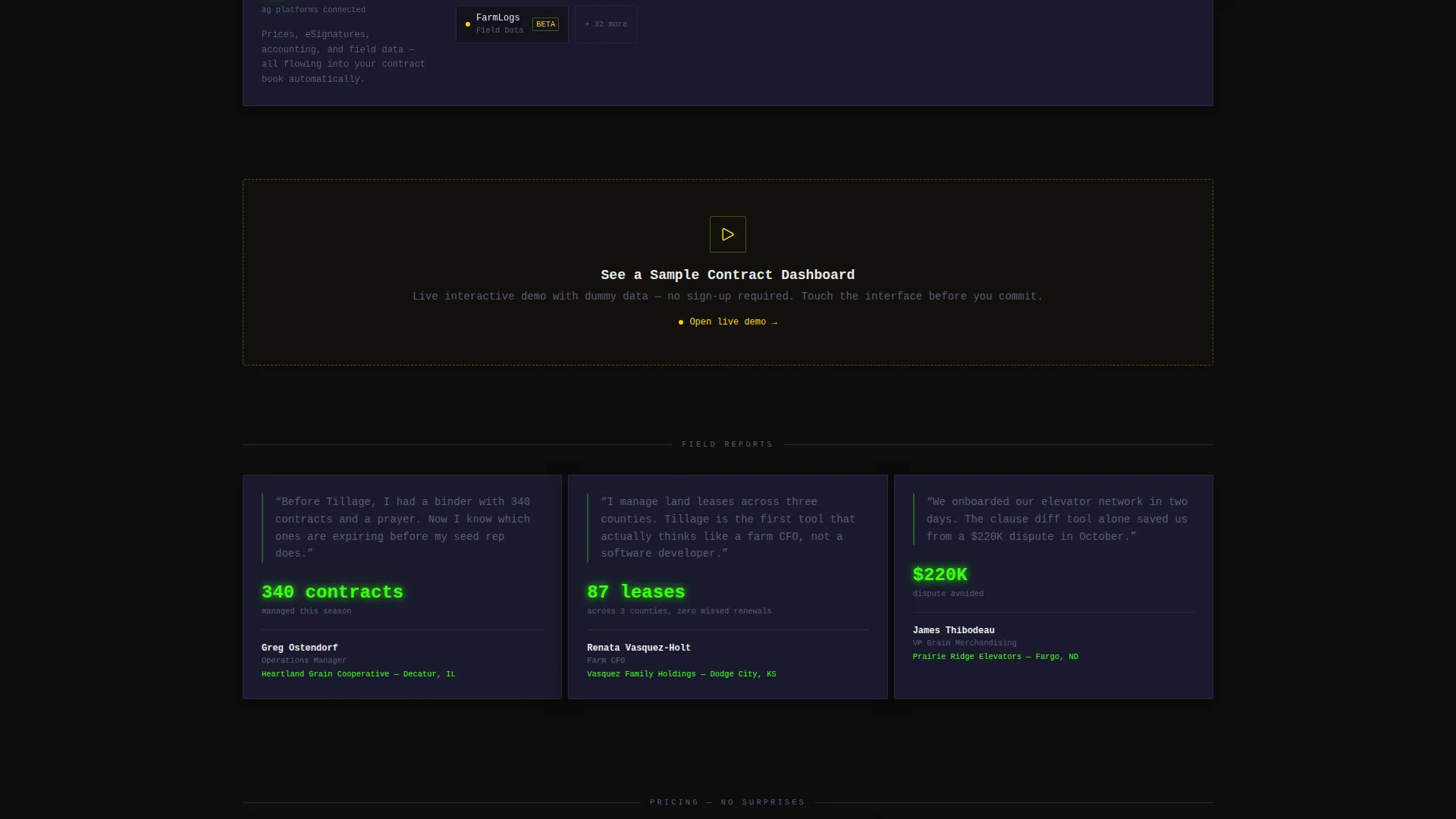 Agriculture Contract Management Landing Page Template