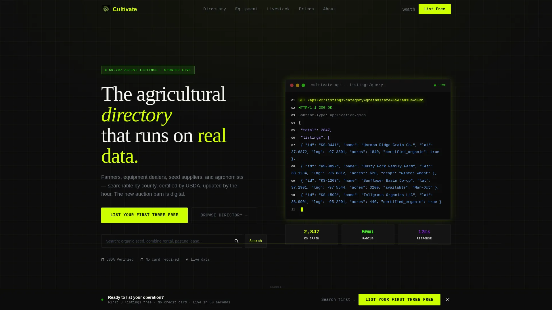 Agriculture Directory Landing Page Template