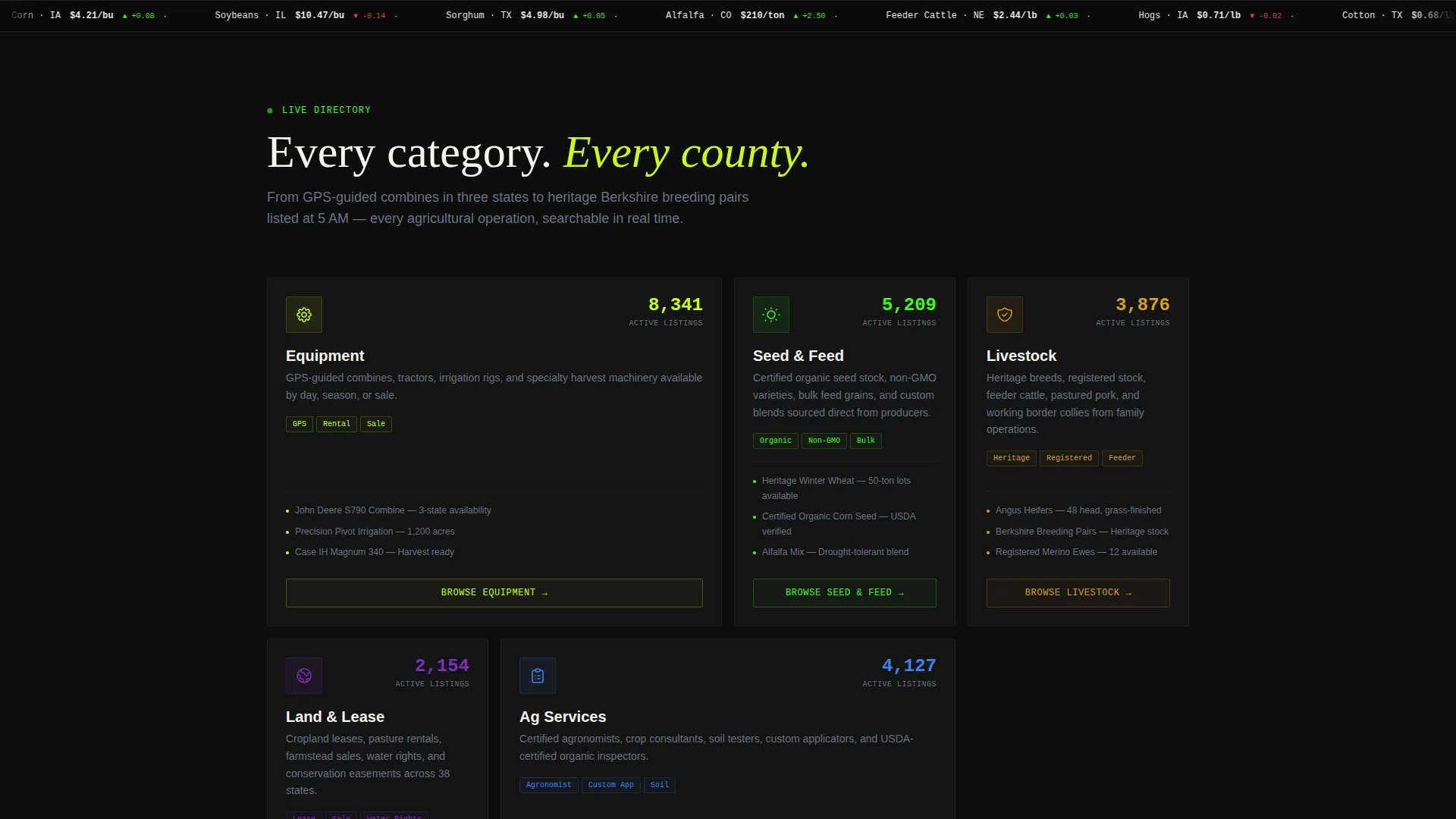 Agriculture Directory Landing Page Template