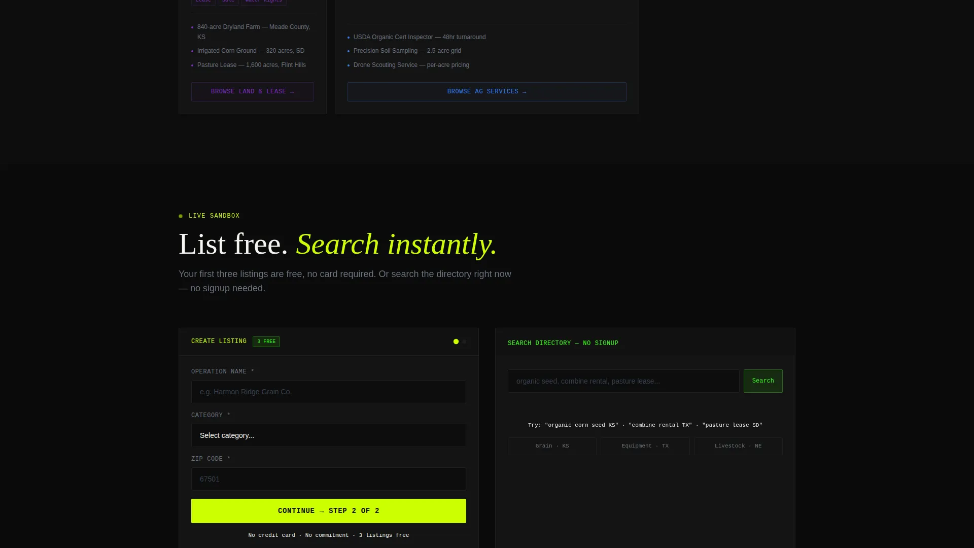 Agriculture Directory Landing Page Template