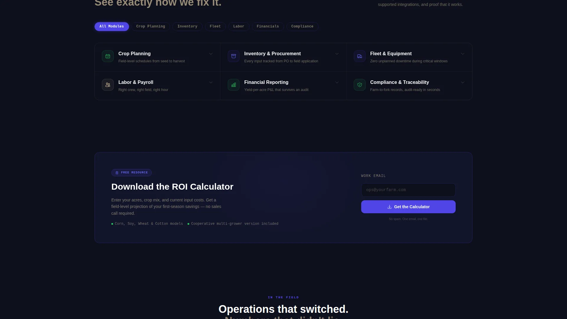 Agriculture ERP Dashboard Landing Page Template