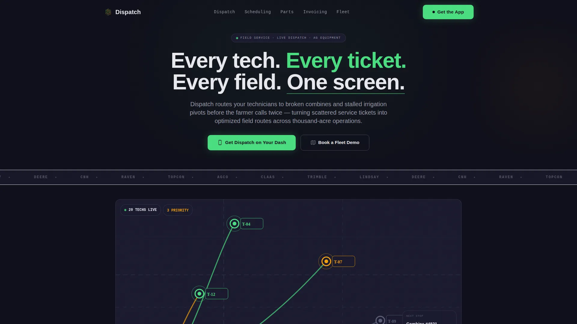 Agriculture Field Service Management Landing Page